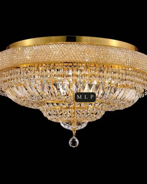 Tuileries Empire Crystal Flush Mount, 28" × 15" H in gold