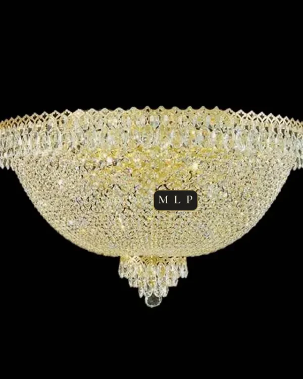 Tuileries Empire Crystal Flush Mount, 28" × 20" H in gold