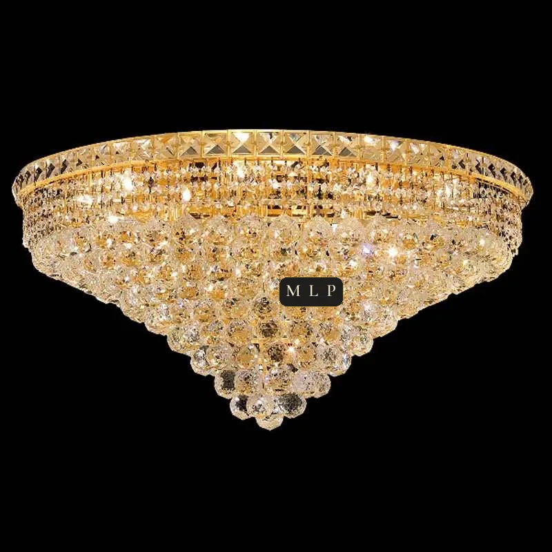 Tuileries Empire Crystal Flush Mount II, 30" × 14" H in Gold in gold