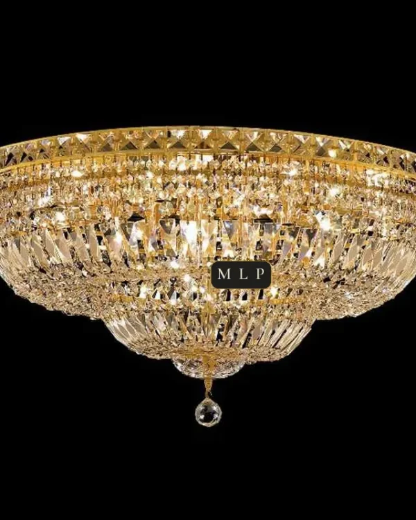 Tuileries Empire Crystal Flush Mount, 30" × 14" H in Gold in gold