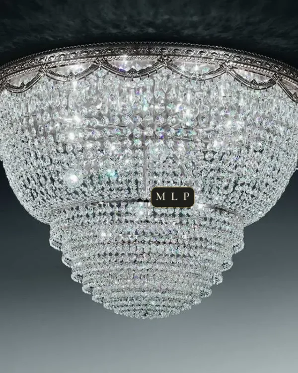 Tuileries Empire Crystal Flush Mount, 32" in polished chrome