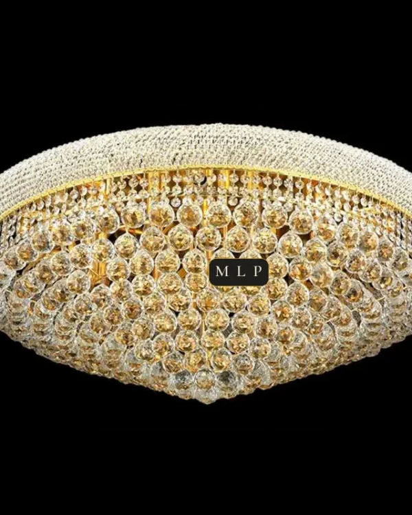 Tuileries Empire Crystal Flush Mount III, 35" × 14" H in Gold in gold