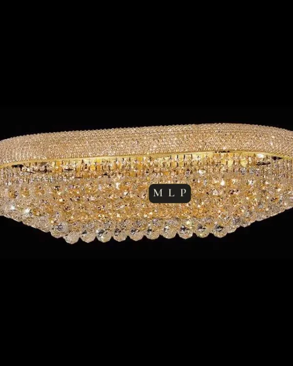 Tuileries Empire Crystal Flush Mount, 35" × 12" H in gold