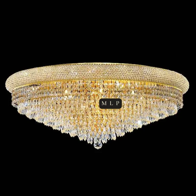 Tuileries Empire Crystal Flush Mount II, 35" × 14" H in Gold in gold