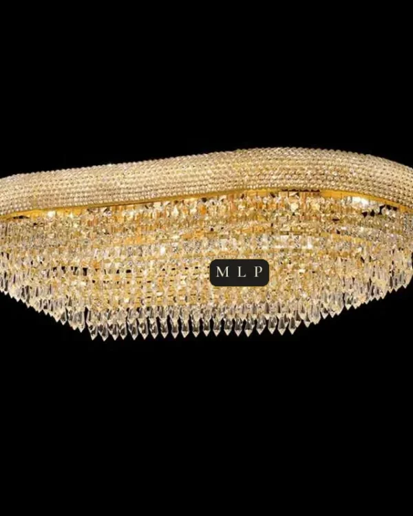 Tuileries Empire Crystal Flush Mount, 35" × 14" H in Gold in gold