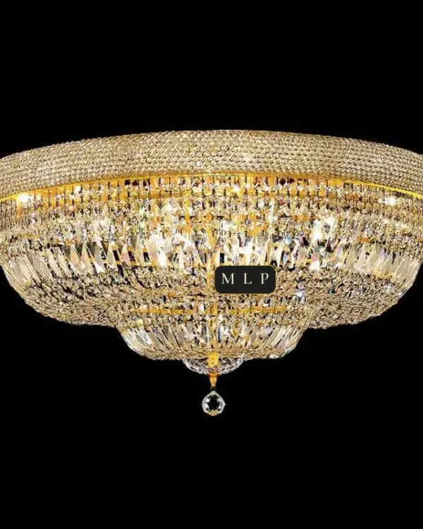 Tuileries Empire Crystal Flush Mount, 35" × 17" H in Polished Chrome in polished chrome