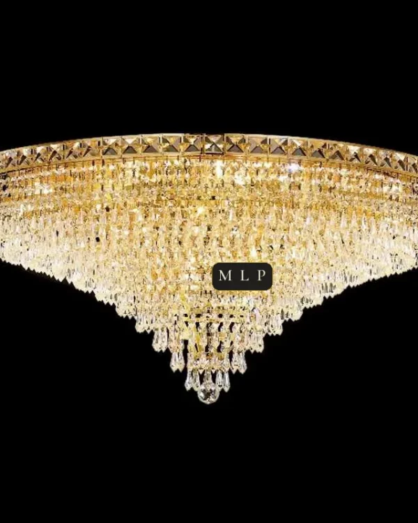 Tuileries Empire Crystal Flush Mount II, 35" × 16" H in Gold in gold