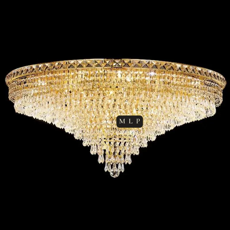 Tuileries Empire Crystal Flush Mount II, 35" × 16" H in Gold in gold