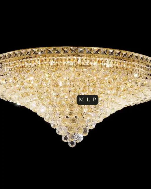 Tuileries Empire Crystal Flush Mount, 35" × 16" H in Gold in gold