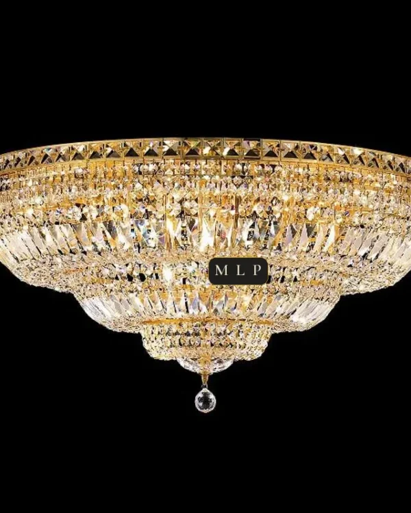 Tuileries Empire Crystal Flush Mount, 35" × 17" H in Gold in gold