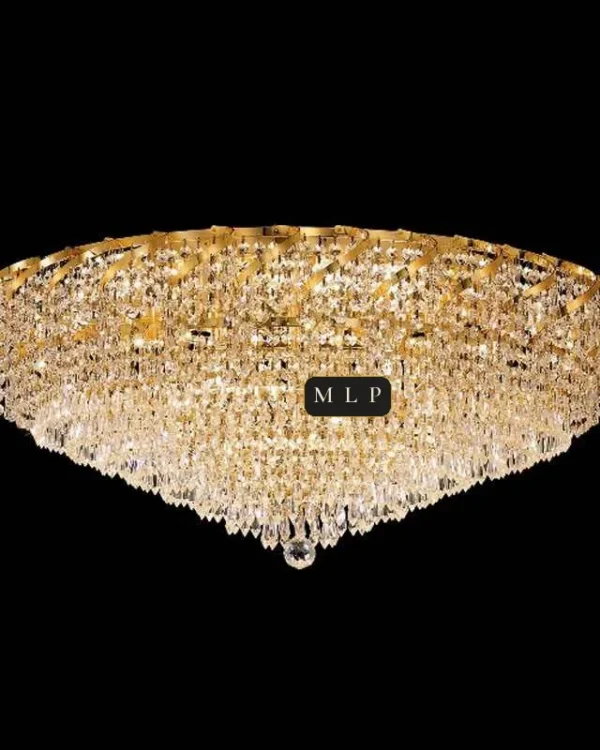 Tuileries Empire Crystal Flush Mount, 36" × 18" H in gold