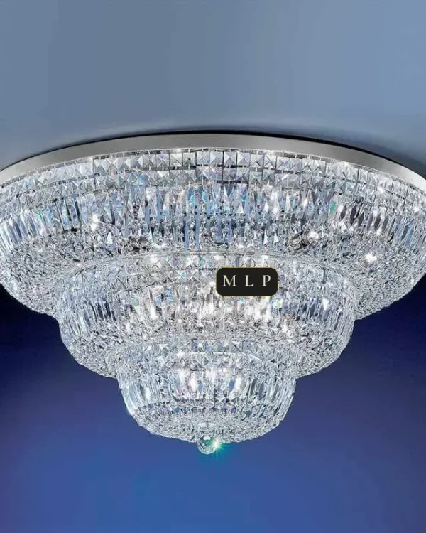 Tuileries Empire Crystal Flush Mount, 36" × 20" H in polished chrome