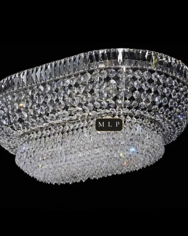 Tuileries Empire Crystal Flush Mount, 38" in polished chrome