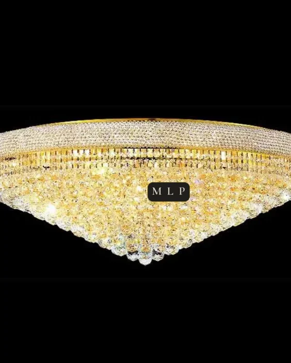 Tuileries Empire Crystal Flush Mount II, 42" × 15" H in Gold in gold