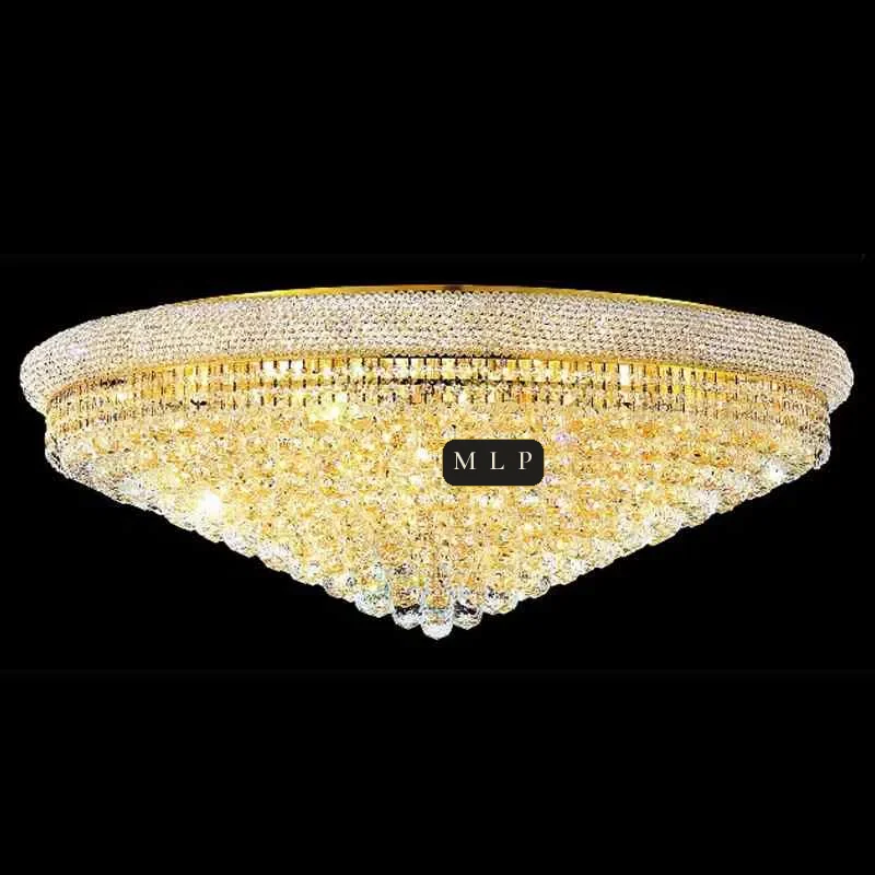 Tuileries Empire Crystal Flush Mount II, 42" × 15" H in Gold in gold