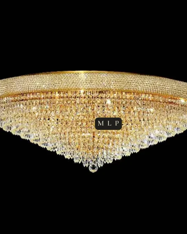 Tuileries Empire Crystal Flush Mount, 42" × 15" H in Gold in gold