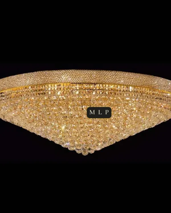 Tuileries Empire Crystal Flush Mount II, 47" × 16" H in Gold in gold