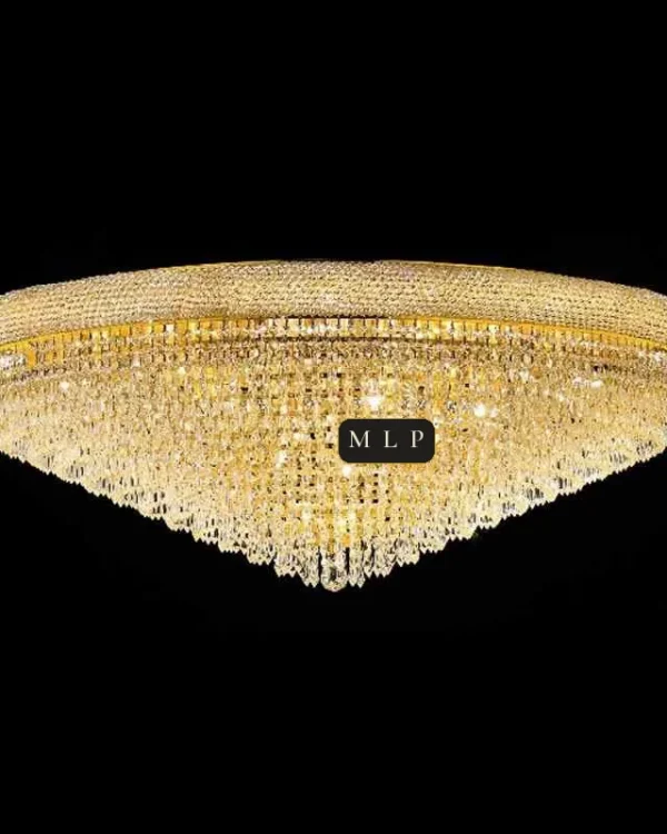 Tuileries Empire Crystal Flush Mount, 47" × 16" H in Gold in gold