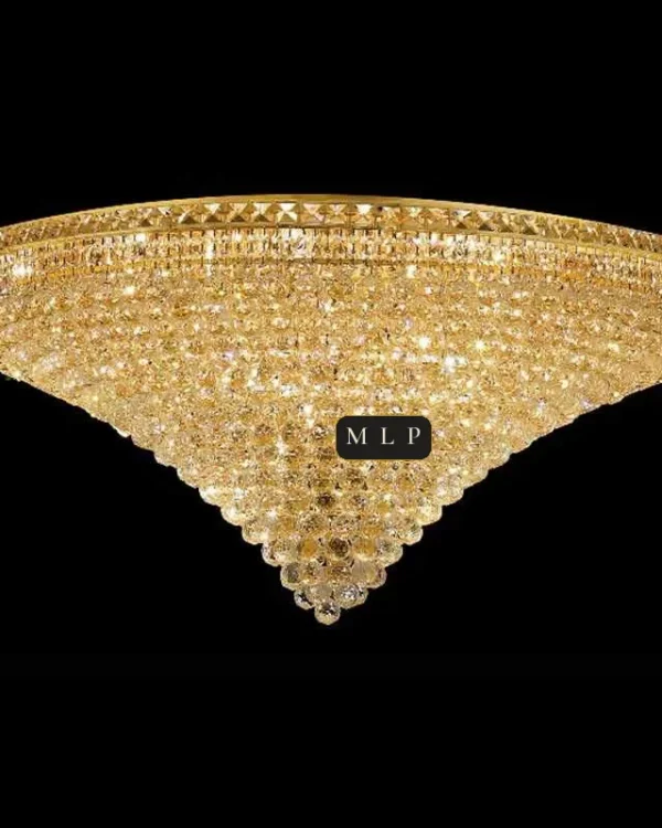 Tuileries Empire Crystal Flush Mount II, 47" × 21" H in Gold in gold