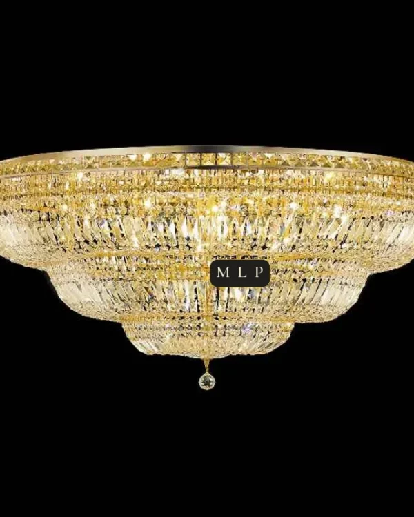 Tuileries Empire Crystal Flush Mount, 47" × 21" H in Gold in gold