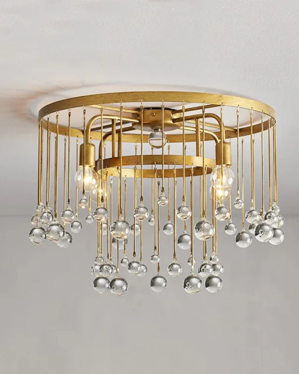 Laiton Round Glass Flush Mount, 20" × 16" H in brass