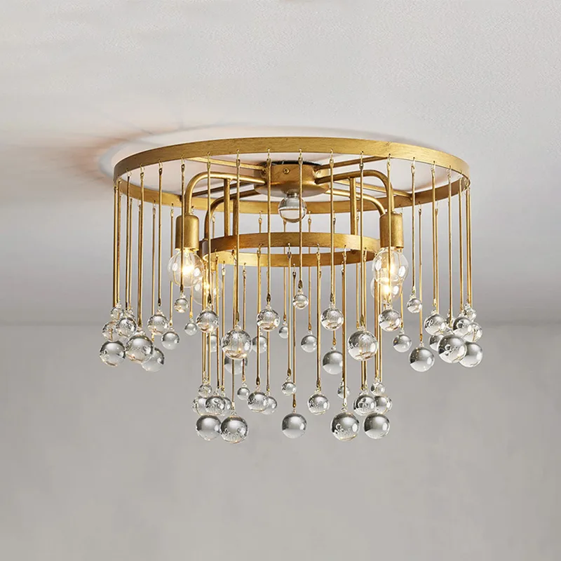 Laiton Round Glass Flush Mount, 20" × 16" H in brass