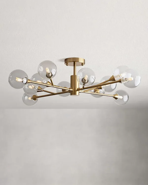 Laiton Round Glass Flush Mount, 36" in brass