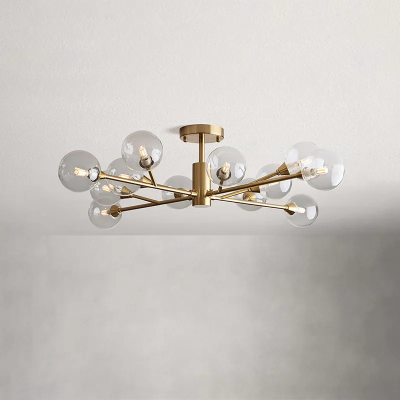 Laiton Round Glass Flush Mount, 36" in brass