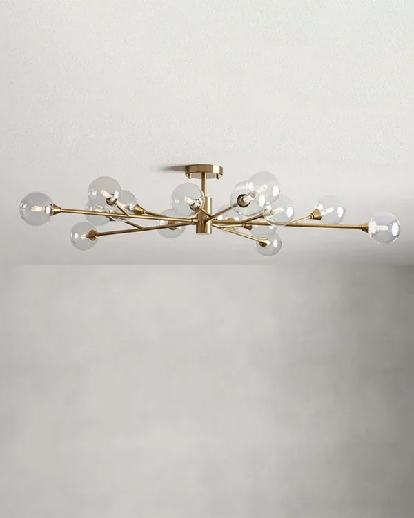 Laiton Round Glass Flush Mount, 47" in brass