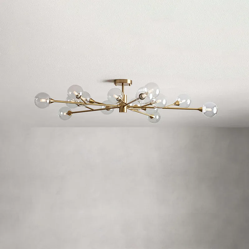 Laiton Round Glass Flush Mount, 47" in brass