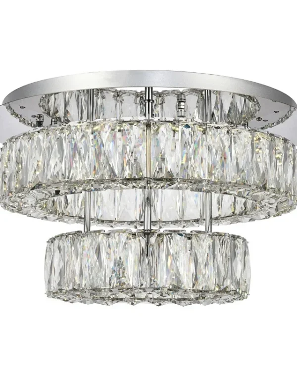 Vecteur Two-Ring Crystal Flush Mount, 18" in polished chrome