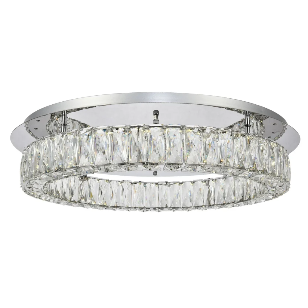 Vecteur Ring Crystal Flush Mount, 26" in polished chrome