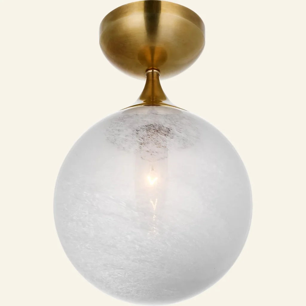 Doré Glass Flush Mount, 8" in antique brass