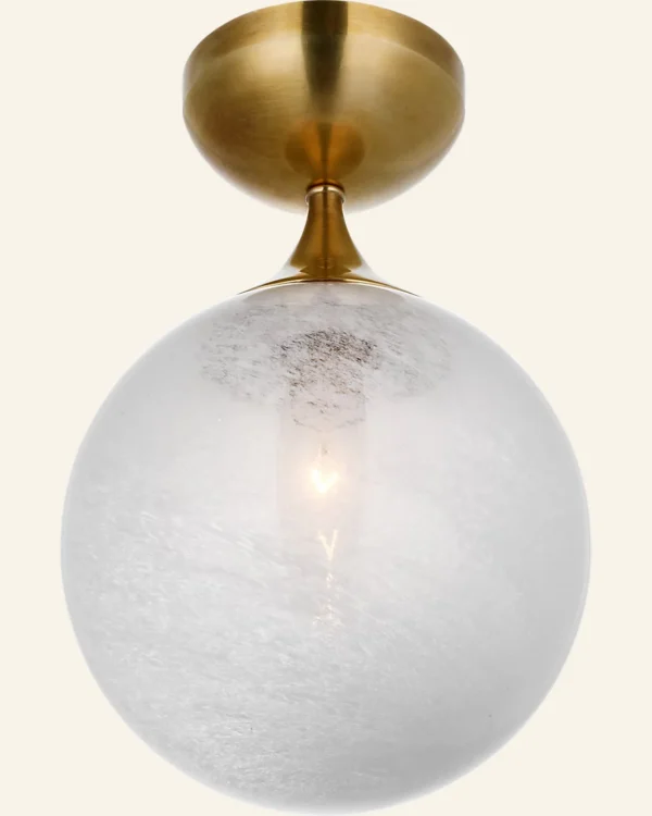 Doré Glass Flush Mount, 8" in antique brass