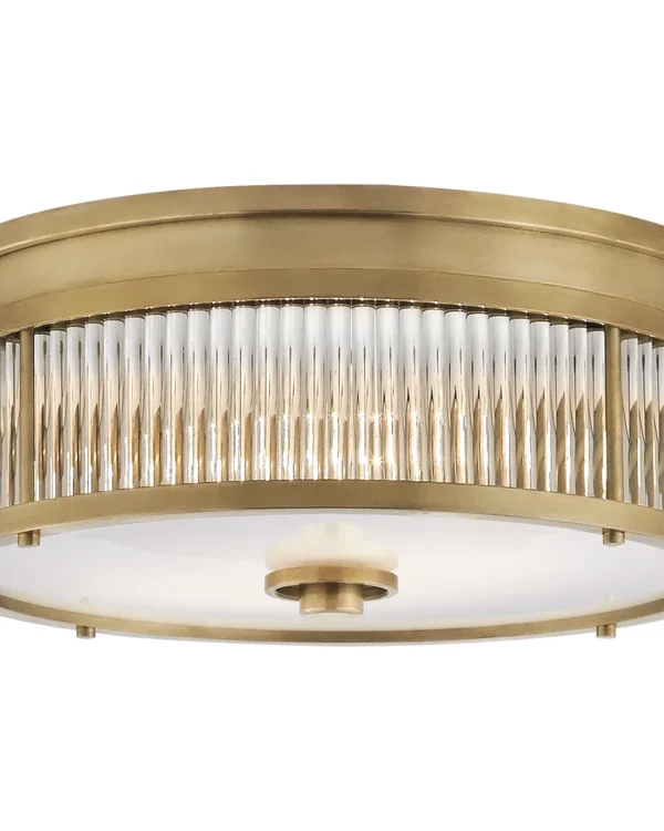 Doré Round Glass Flush Mount, 12" in brass