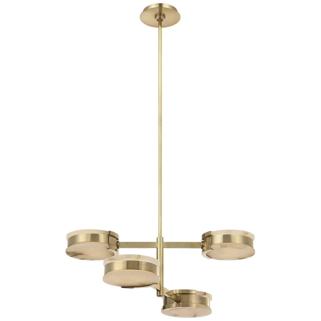 Doré Alabaster Semi-Flush Mount, 13" in antique brass