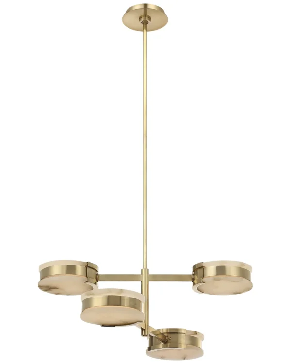 Doré Alabaster Semi-Flush Mount, 13" in antique brass