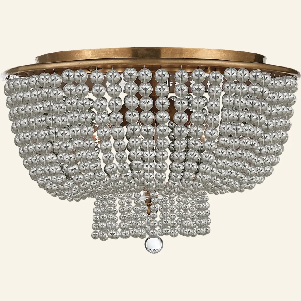 Doré Glass Flush Mount, 18" in antique brass