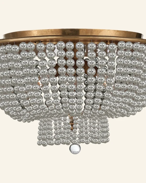 Doré Glass Flush Mount, 18" in antique brass