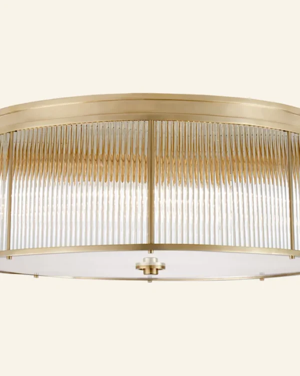Doré Glass Flush Mount, 24" in brass