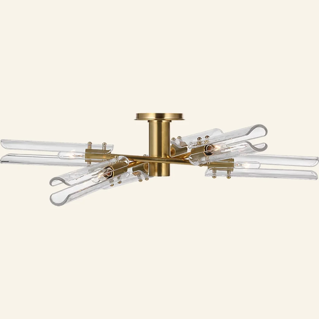 Doré Glass Flush Mount, 28" in antique brass