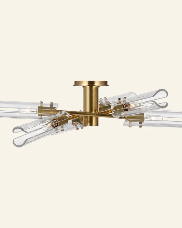 Doré Glass Flush Mount, 28" in antique brass