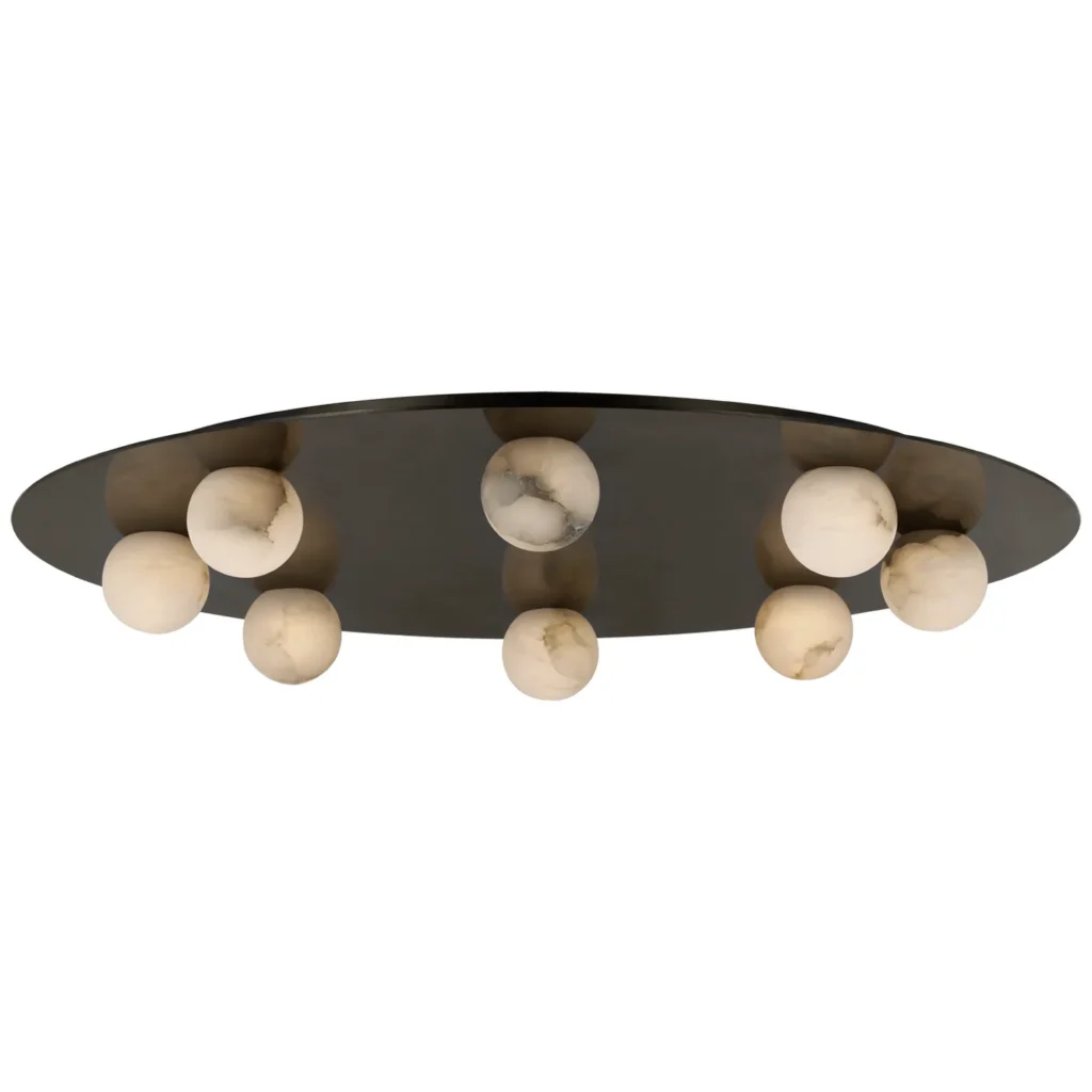 Doré Alabaster Flush Mount, 30" in antique brass
