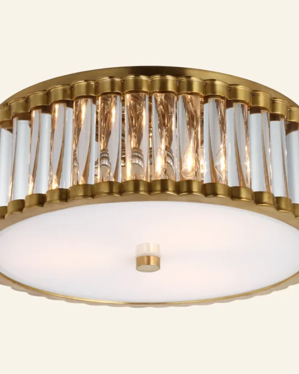 Laiton Glass Flush Mount, 14" in antique brass