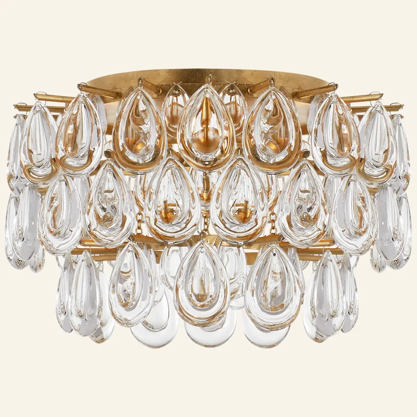 Laiton Glass Flush Mount, 15" in gold