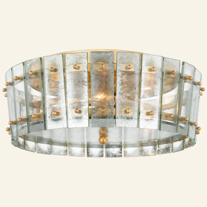 Laiton Glass Flush Mount, 16" in brass