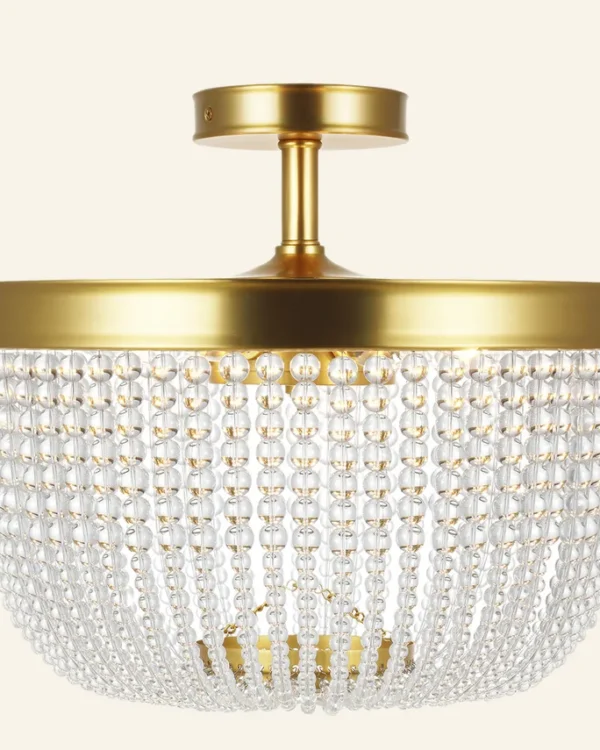 Laiton Glass Semi-Flush Mount, 16" in burnished brass