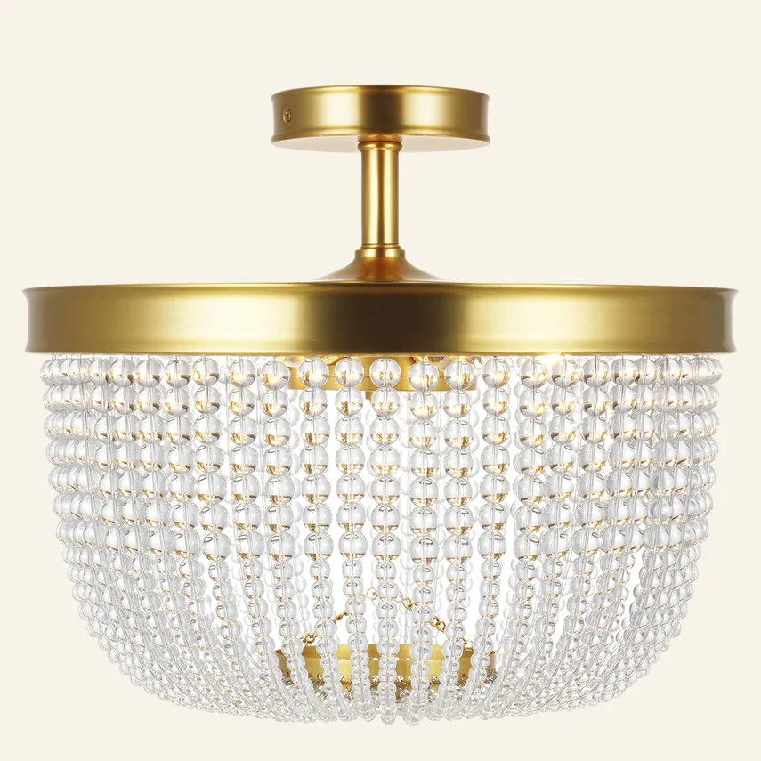 Laiton Glass Semi-Flush Mount, 16" in burnished brass