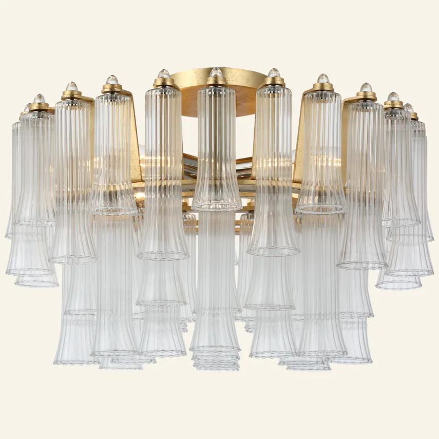 Laiton Glass Semi-Flush Mount, 18" in gold