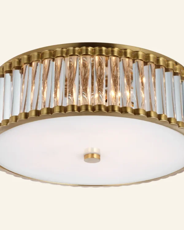 Laiton Glass Flush Mount, 18" × 6" H in antique brass